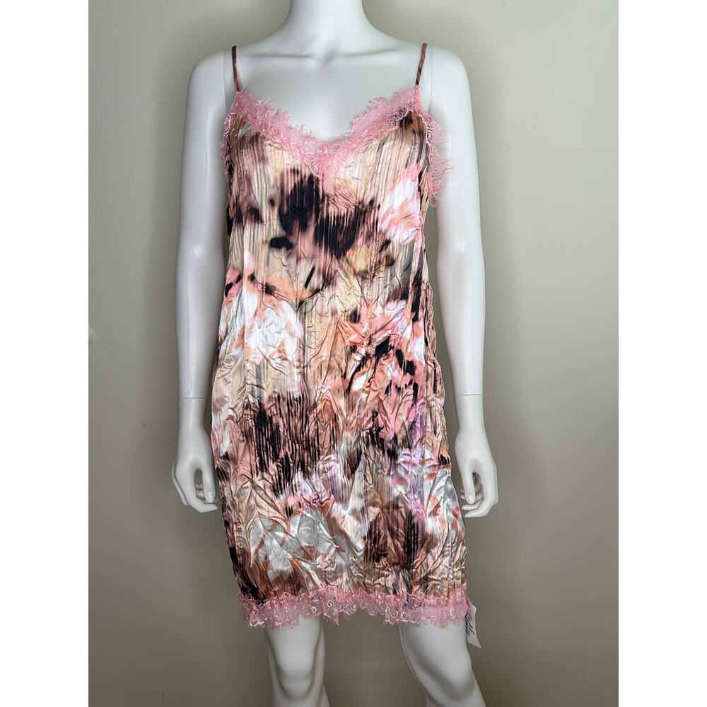 Topshop Multi Crinkle Slip Dress Lace‑Accent Women‎ 12 NWT